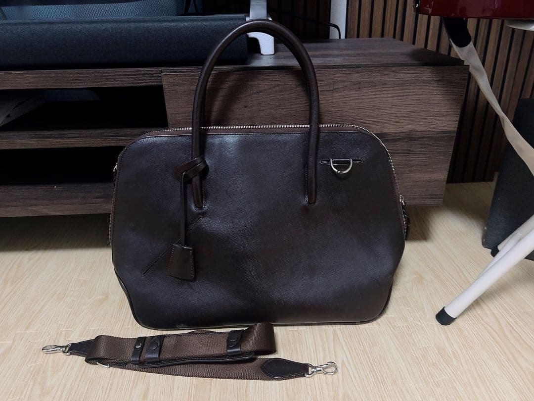 【美品】【PID】ダークブラウン ブリーフケース バッグ 牛革 2WAY
