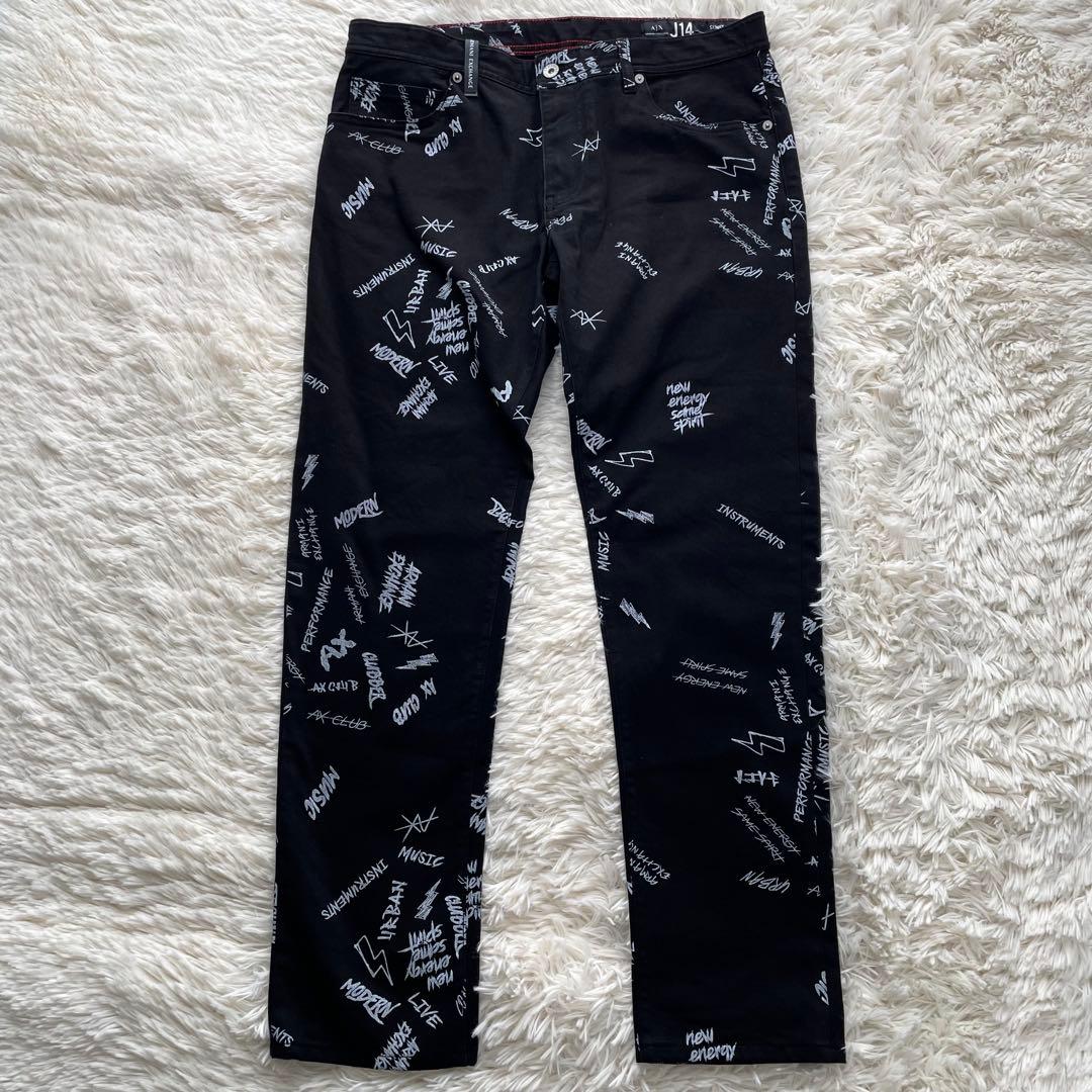 極美品✨アルマーニエクスチェンジ　デニムパンツ　ストレッチ　イーグル　黒　XL