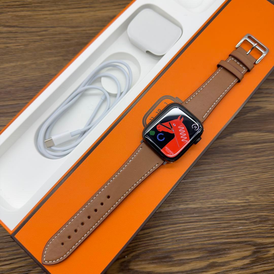 3017 Apple Watchエルメス　シリーズ7 ブラックステンレスモデル