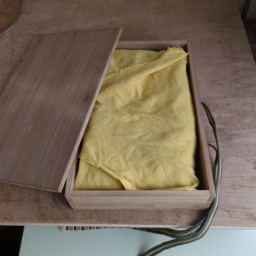 硯箱 桐の花 すすき 蒔絵 螺鈿 陶器 木製 桐 硯、水滴 筆置付 木箱 書