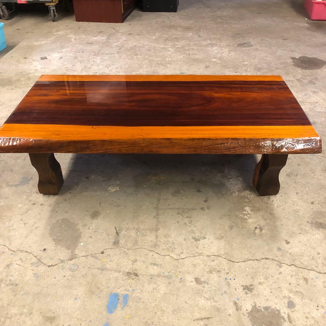 紅紫檀 無垢材一枚板の座卓 板厚55mm 輸入規制の希少木材 希少な耳付き