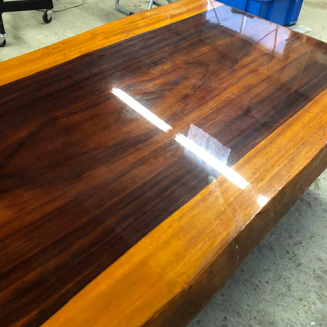 紅紫檀 無垢材一枚板の座卓 板厚55mm 輸入規制の希少木材 希少な耳付き