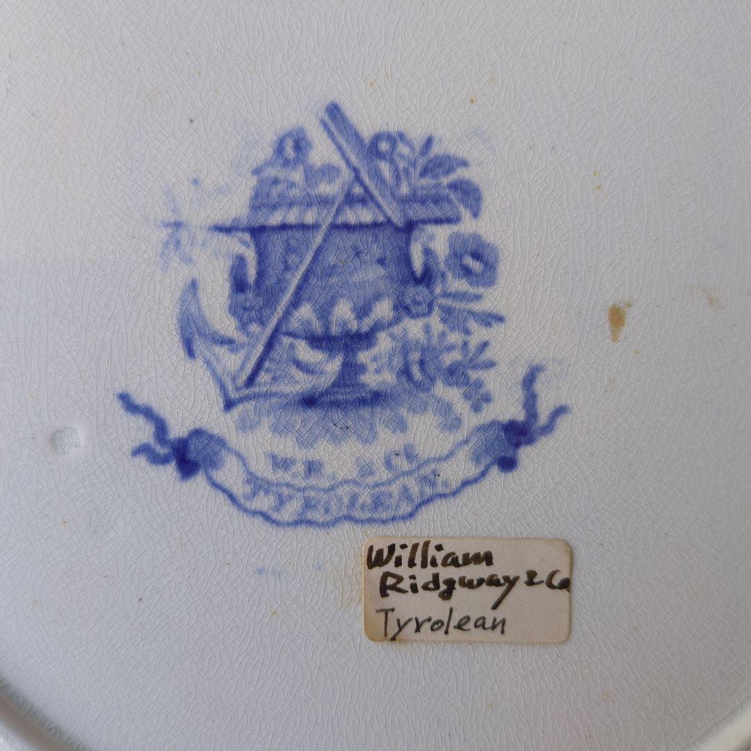イギリスアンティーク 保温プレート ブルー＆ホワイト 19世紀