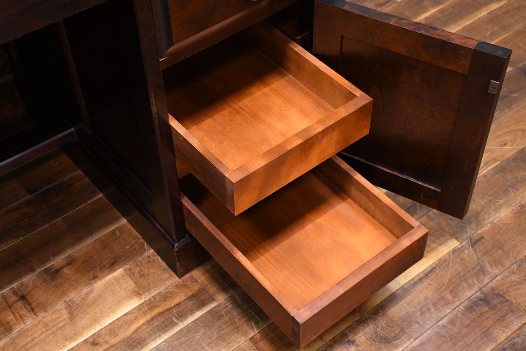 EGC94 北海道民芸家具 #421 片袖デスク 樺/カバ材 書斎デスク 片袖机