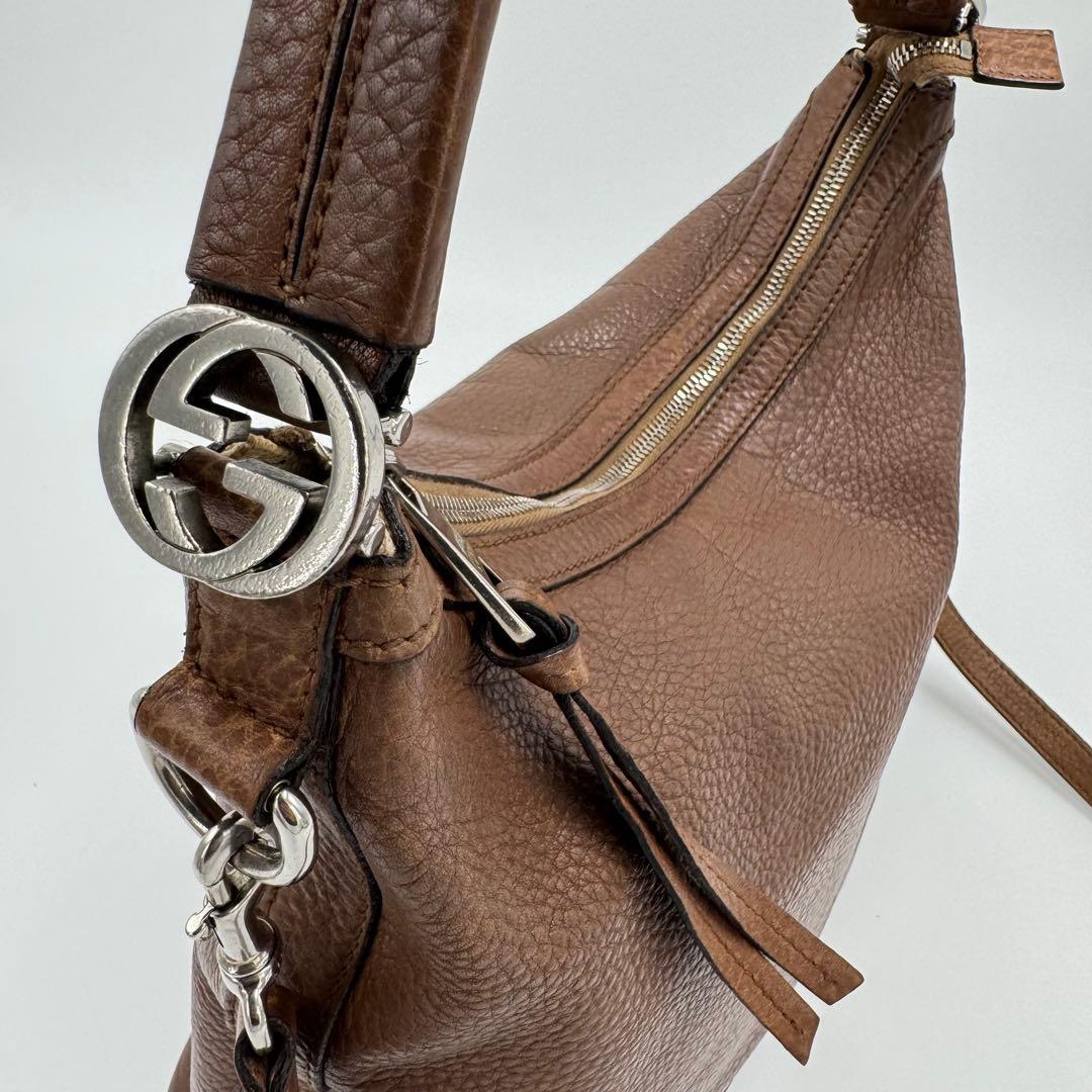 グッチ インターロッキング レザー 2way ハンドバッグ ショルダーバッグ