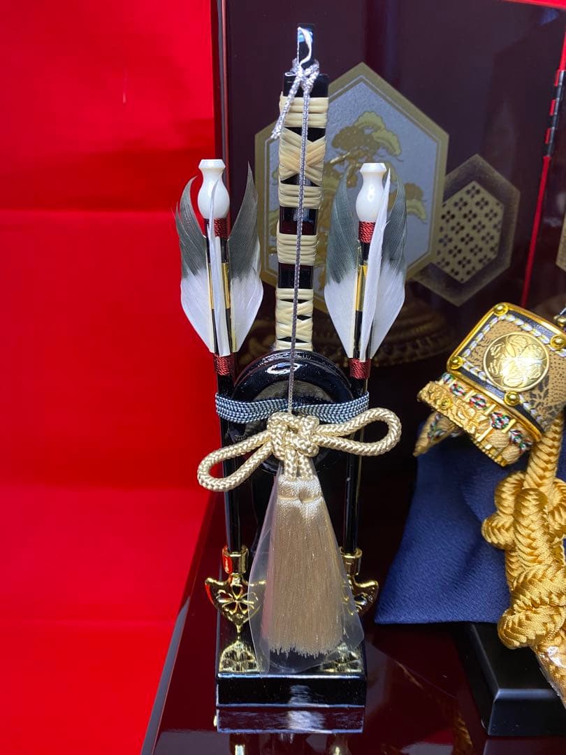 徳川家康　東京久月　五月人形　家紋付き兜飾り収納セット・正絹糸織