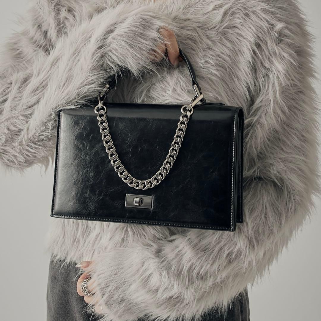 ルイス　mi-企画　2wayショルダースクエアレザーバッグ