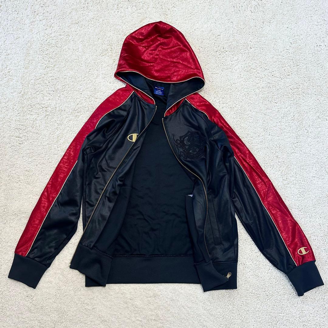 【魔裟斗モデル】Champion チャンピオン 刺繍 黒×赤 セットアップ L