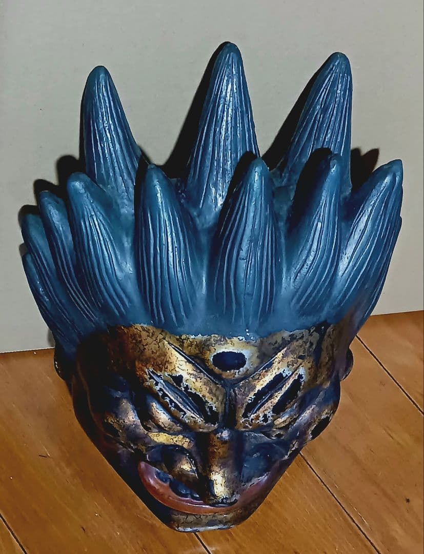 乾漆神楽面 薬師十二神将 代折羅大将 模国宝 ばさら面 壁掛け型 夜叉王