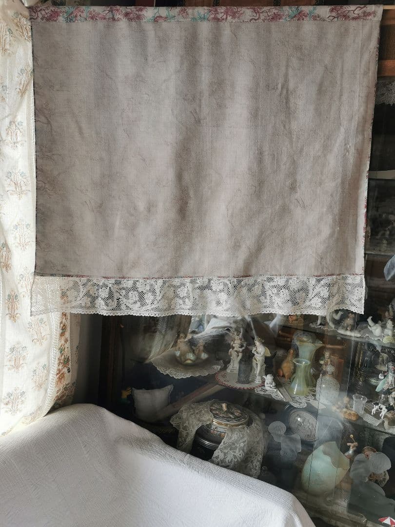 アンティーク 1880年代トワルドジュイ鳥達の森 ミラネーゼレース装飾カーテンβ