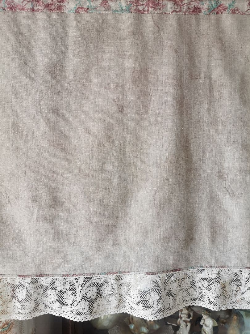 アンティーク 1880年代トワルドジュイ鳥達の森 ミラネーゼレース装飾カーテンβ