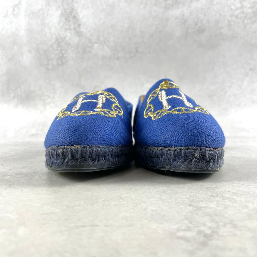 エルメス　HERMES バレエシューズ スリッポン エスパドリーユ ブルー