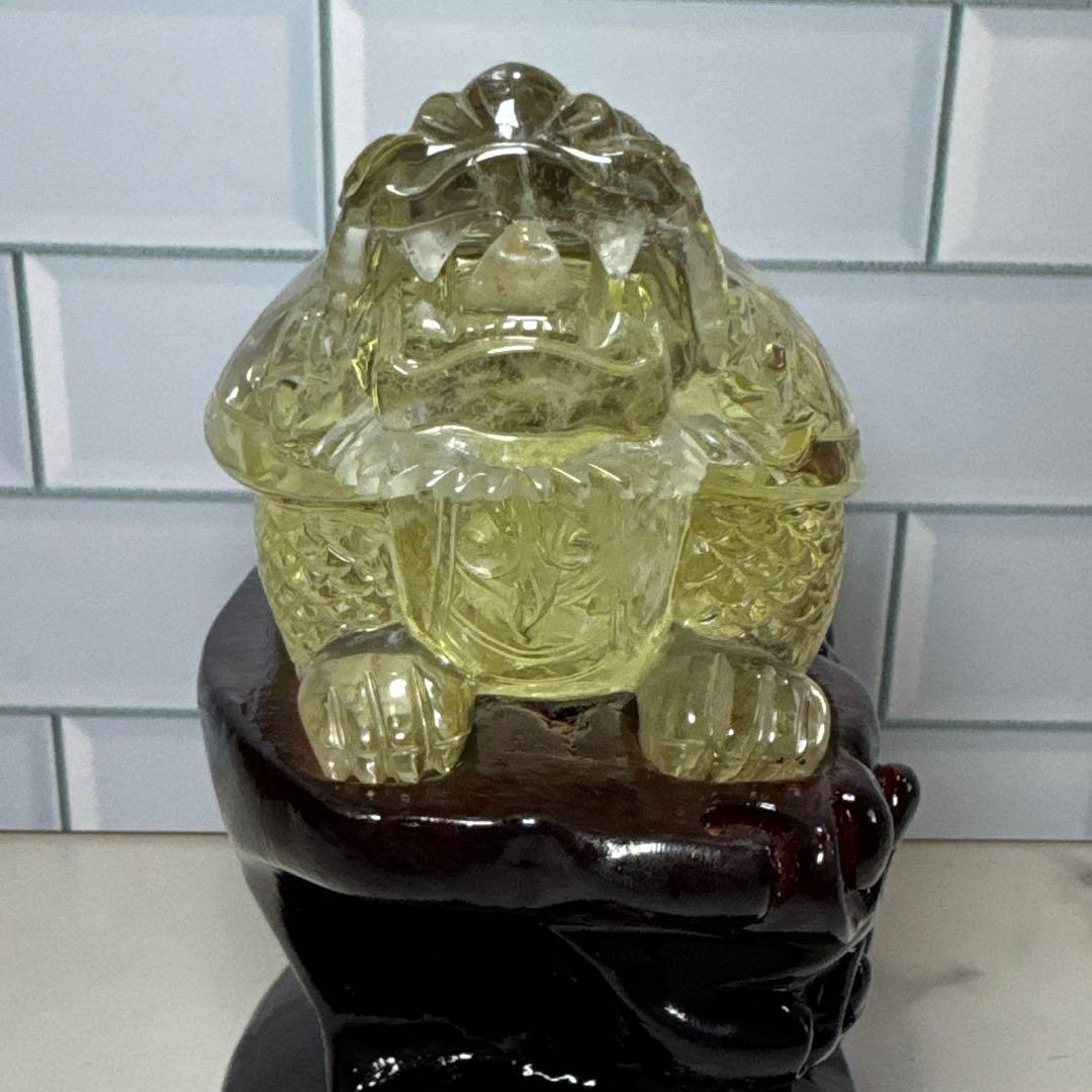 【極上品】超絶クリア　シトリン　ロングイ　龍亀　置物