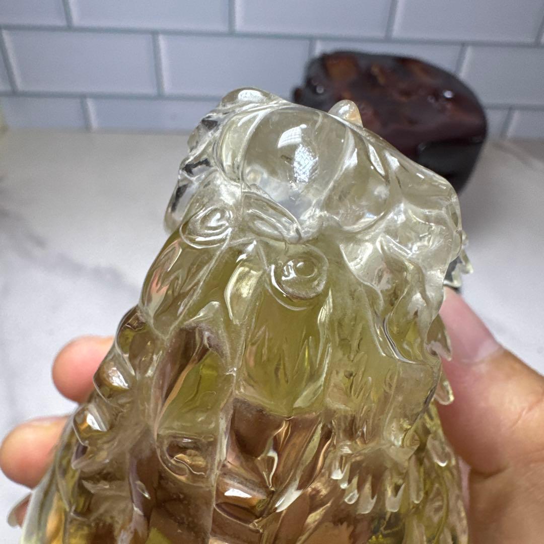 【極上品】超絶クリア　シトリン　ロングイ　龍亀　置物