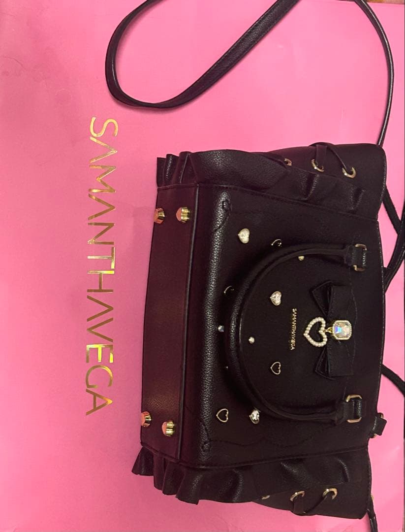 SAMANTHAVEGA サイドレースアップリボンビジュー　ミニフラッター