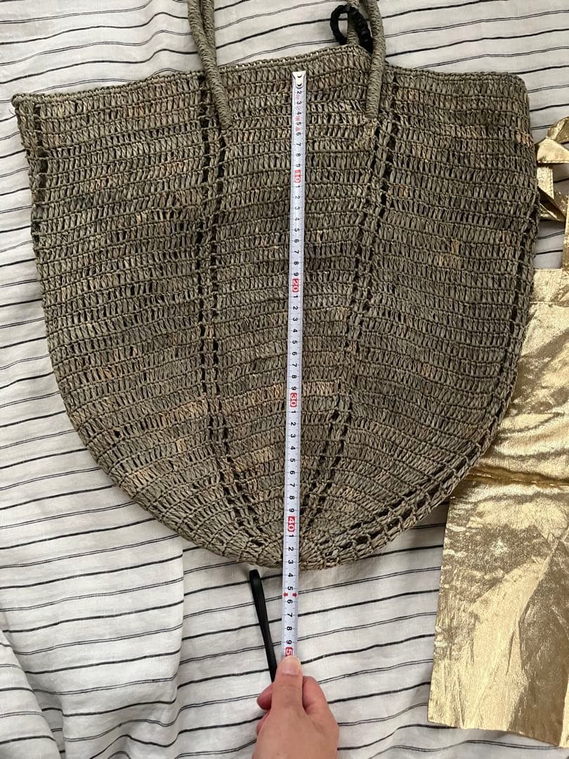 IENA購入　a. グレーカーキラフィアかご　ショルダー