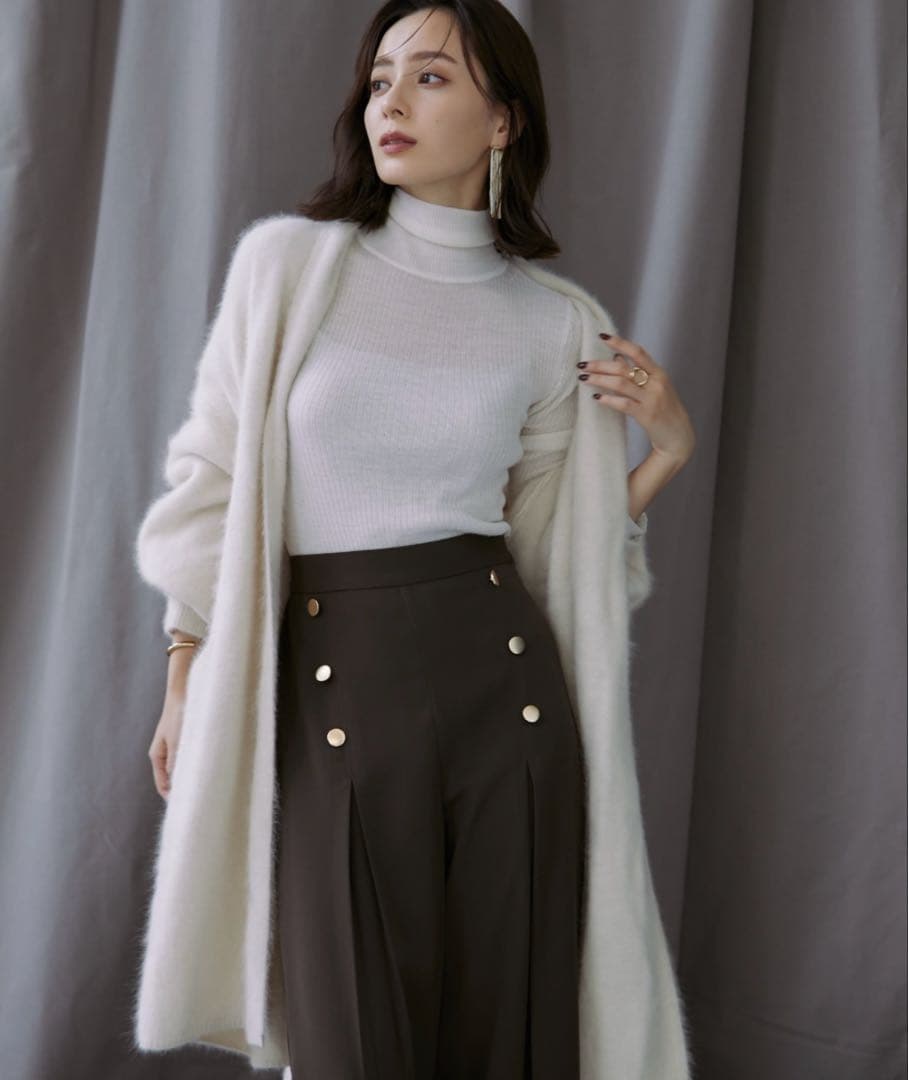 anuans ラクーンショールカラーカーディガン アイボリー