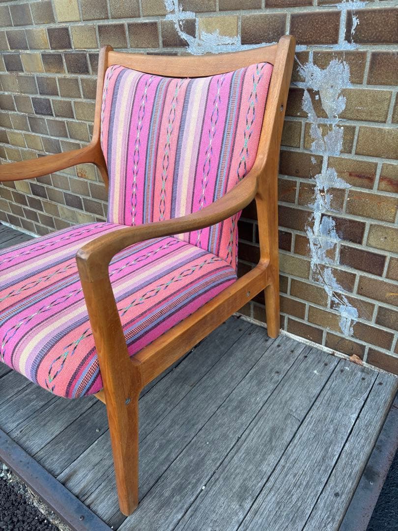 オールドカリモクKARIMOKU1人掛けピンクソファヴィンテージアンティーク