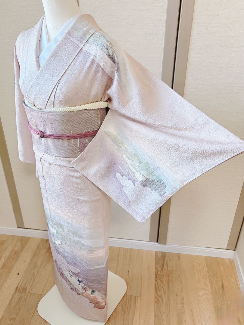 美品　訪問着　フルセット　S 友禅 風景　卒業式　入学式　お宮参　袋帯　紋