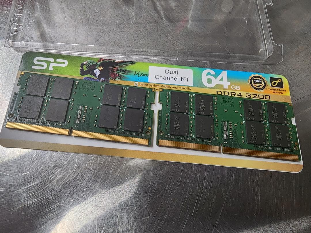 SP シリコンパワー 32GBが2枚で64GB DDR4 3200MHz メモリ