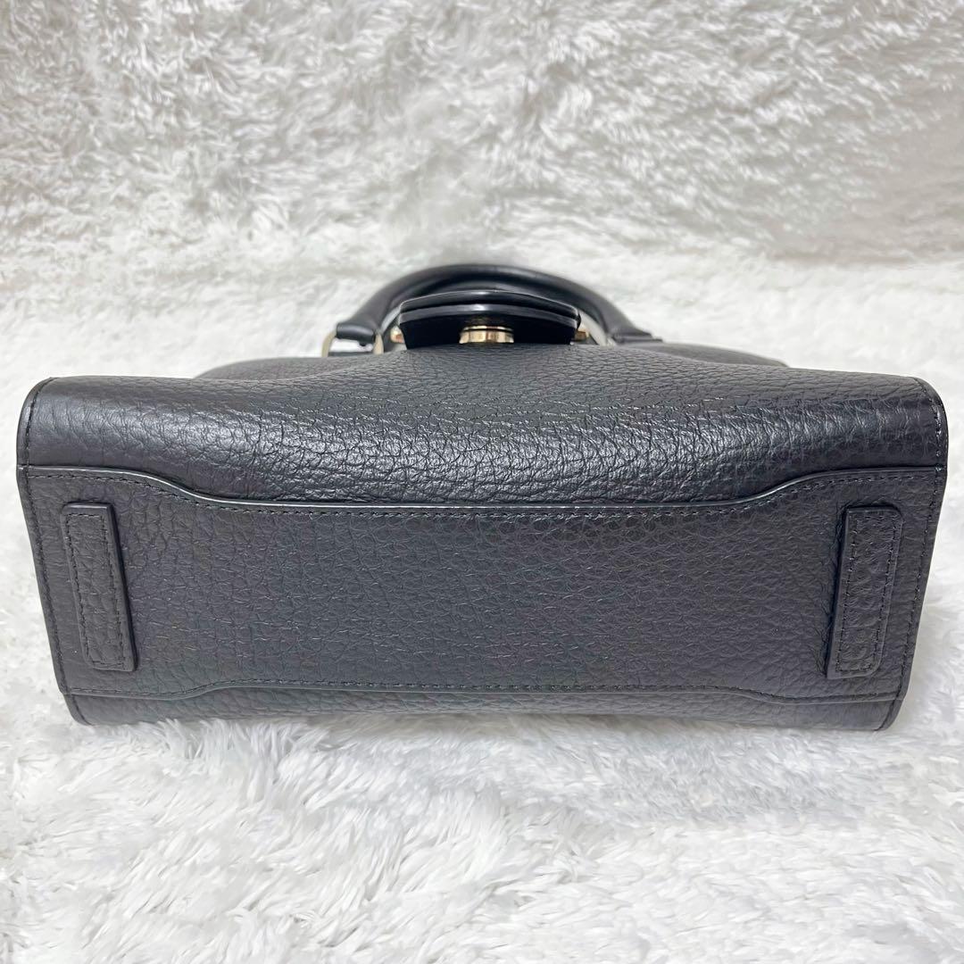 ス*ー様 【未使用級】FURLA フルラ ハンドバッグ 黒 レザー ベルト