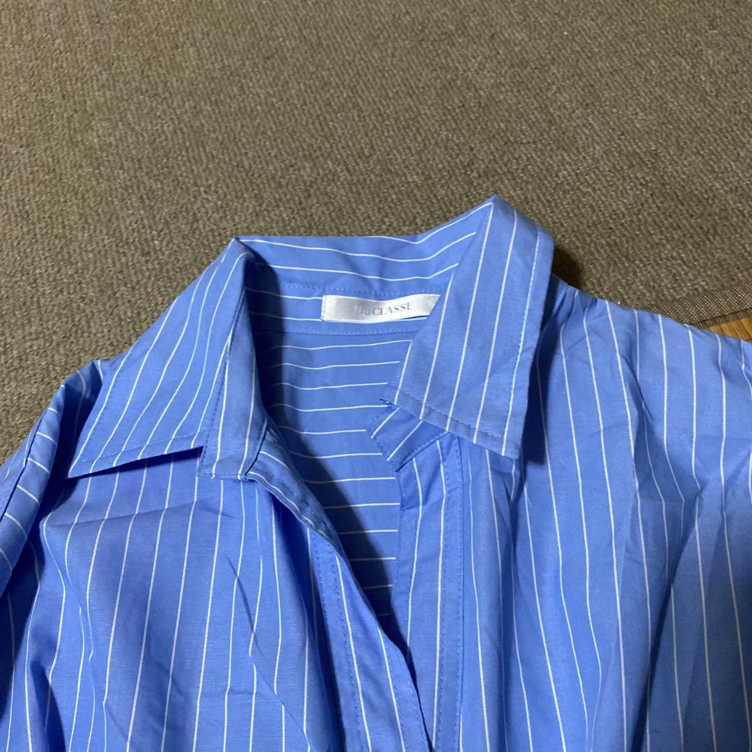 青と白のストライプ ワンピース