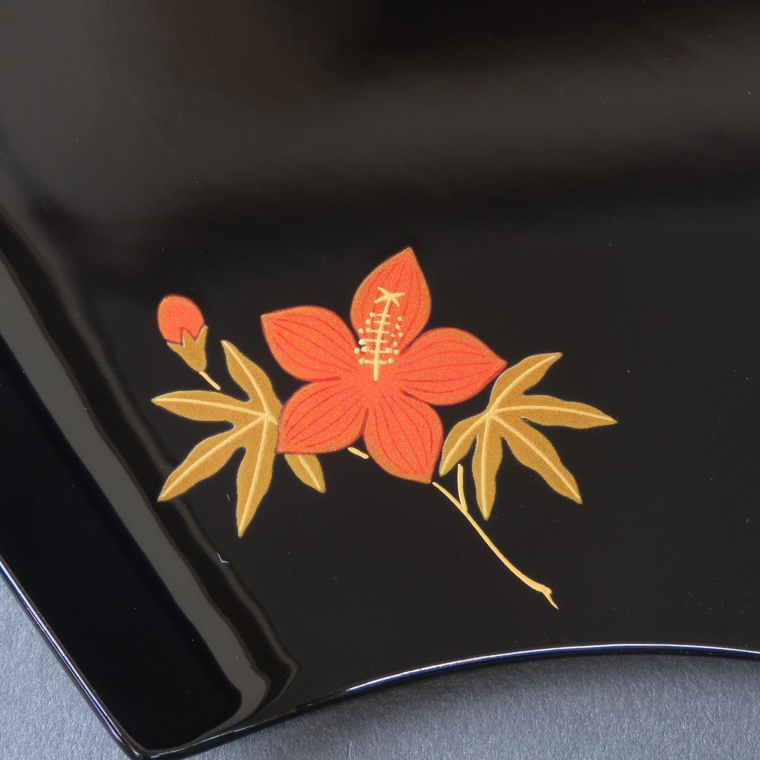 ⭕393 美品 高級輪島塗 漆工房謹製 本金蒔絵草花 絵変 銘々皿5客 煎茶道具