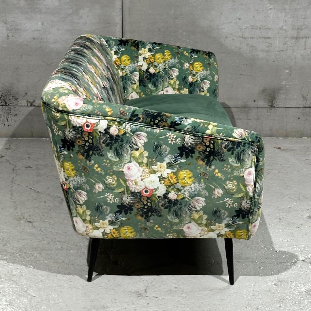 ★東馬★ 3人掛け 花柄ソファ クッション付 ボタニカル 高級ファブリック