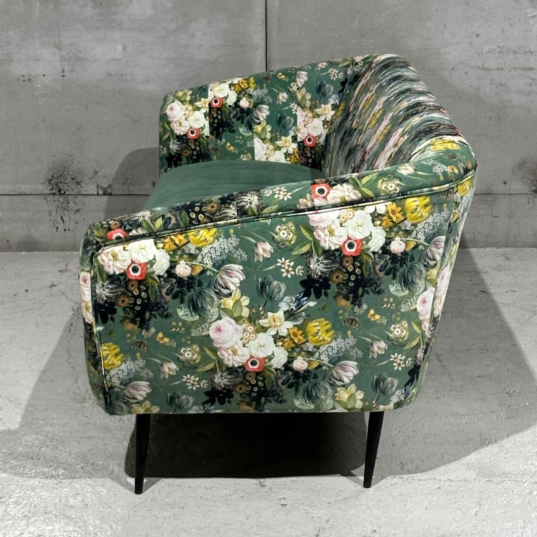 ★東馬★ 3人掛け 花柄ソファ クッション付 ボタニカル 高級ファブリック
