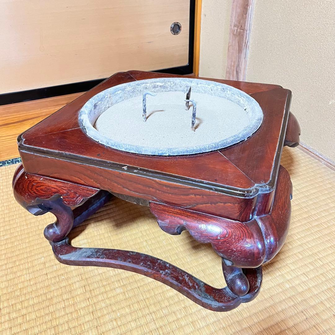 売切価格です！　ヴィンテージ　座敷用火鉢　木製　ねこ脚　四角形