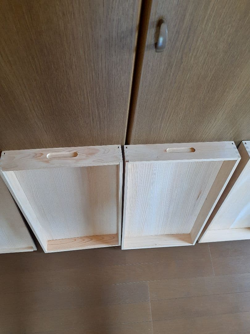 餅箱3段セット　木製　蓋1個付　餅箱　もろぶた　池川木材工業