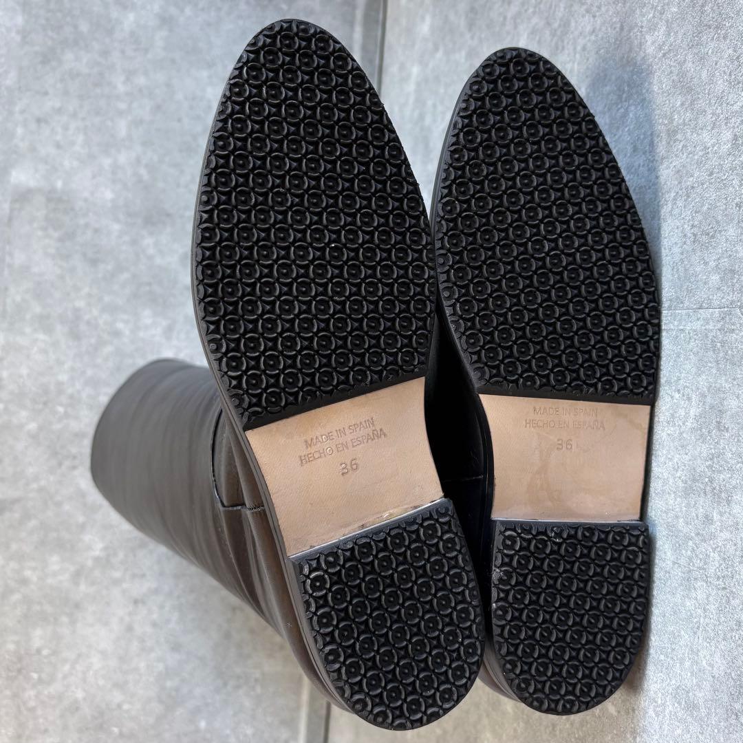 【未使用品】REMME レメ ワイドシャフト レザー ロングブーツ 23cm 黒