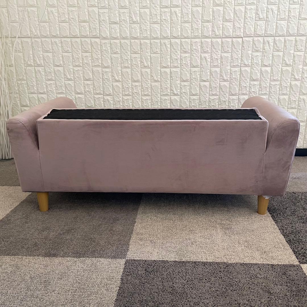東京23区配送無料✨ニトリ　2人掛けソファ　ベロア素材　ピンク系　美品