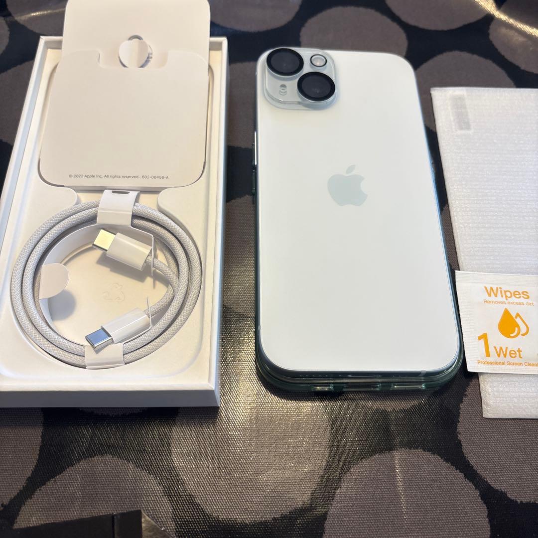 あんぱゃんページiPhone15 ブルー128GB本体➕ケーブル