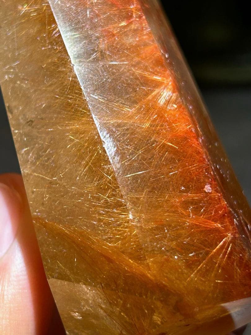 ☆最高品質！帝王秘宝！超希少！オレンジ　ゴールド　ルチル　原石　六角柱