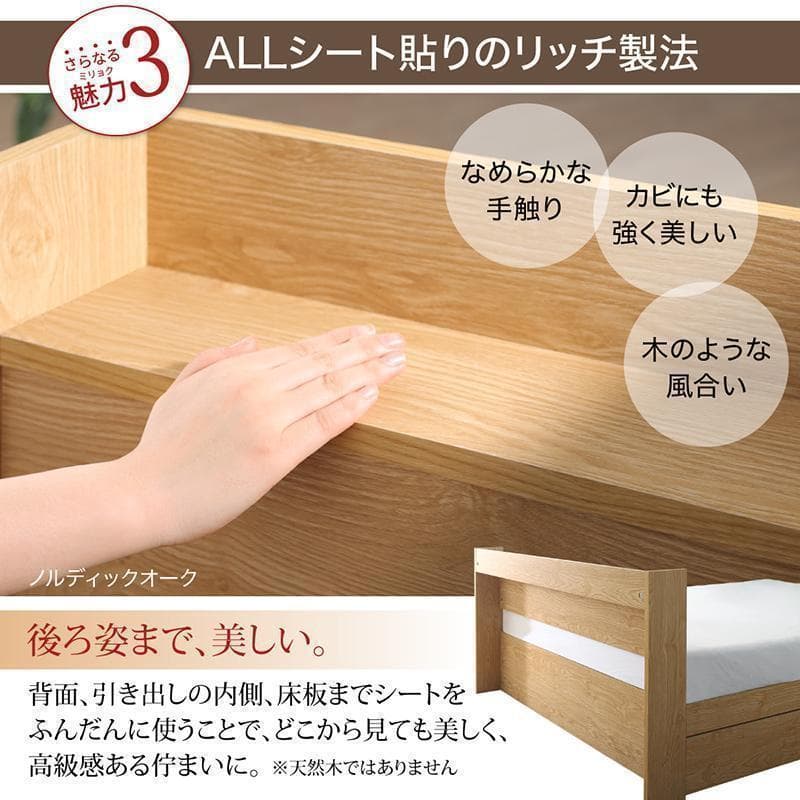 新品 送料込 ダブルベッド 収納 棚 2口コンセント マットレス付 db