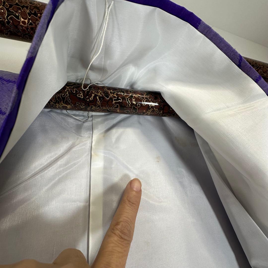 超美品　袷　正絹　着物　157 アンティーク　ヴィンテージ　銘仙　紫　ぶどう