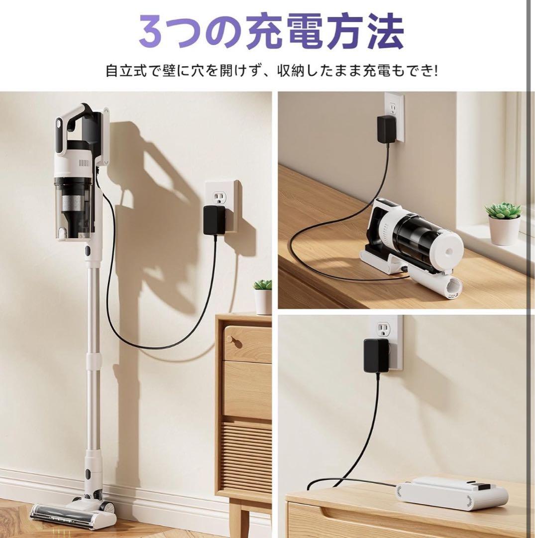 掃除機 コードレス 58kPa強力吸引　55分稼働 軽量 グリーンLED搭載