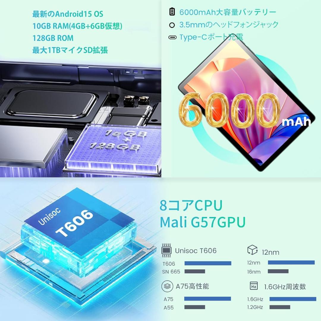 Android タブレット 10.1インチ 10+128GB Azeyou