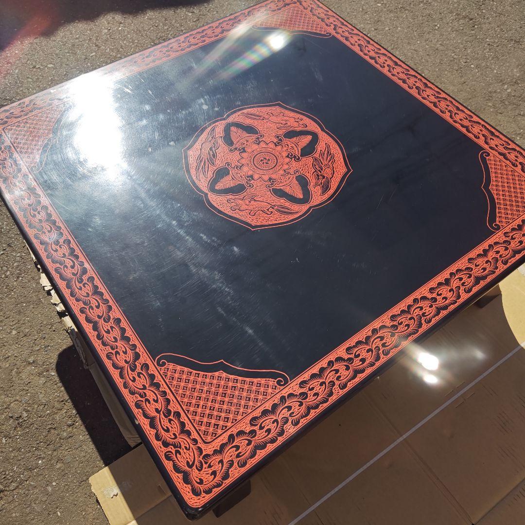 昭和レトロ　大正ロマン　漆塗り　小型高級ちゃぶ台 古家具　当時物　送料込