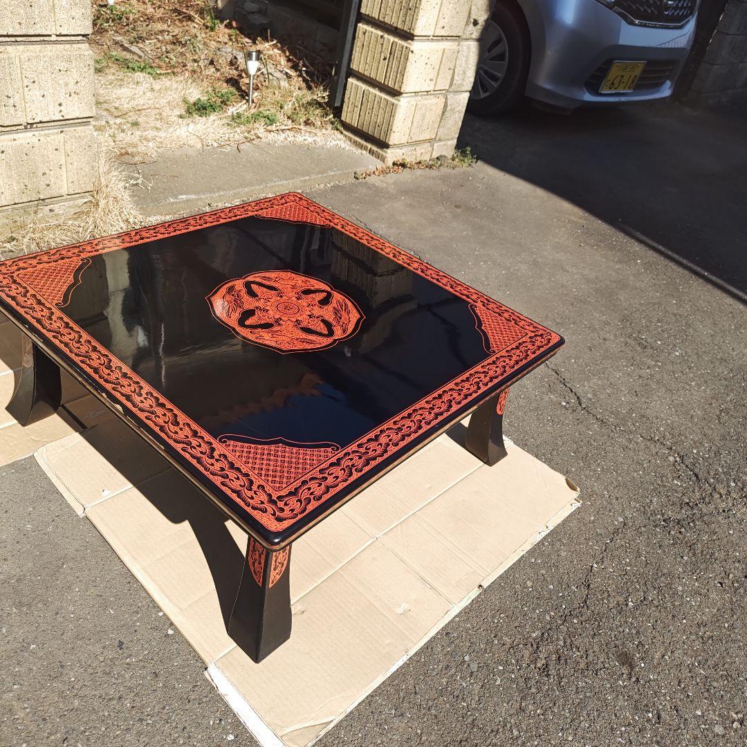 昭和レトロ　大正ロマン　漆塗り　小型高級ちゃぶ台 古家具　当時物　送料込