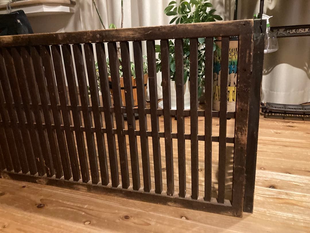 昭和レトロ　帳場格子２つ折り　ついたて　格子　 古道具　古民家