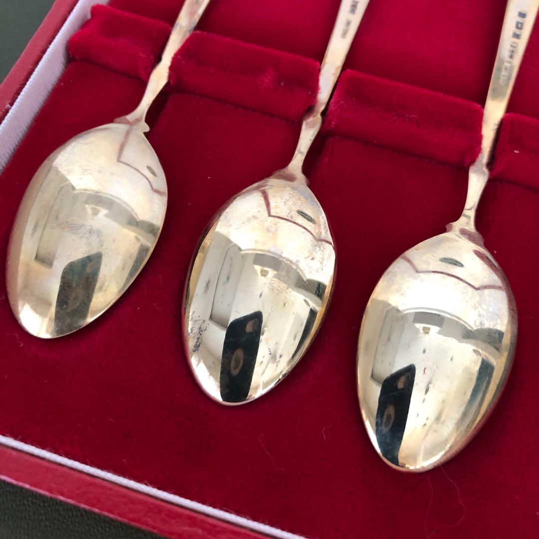 ヴィンテージ　S.J.Rose & Son 純銀製　スプーン6本　七宝　シルバー