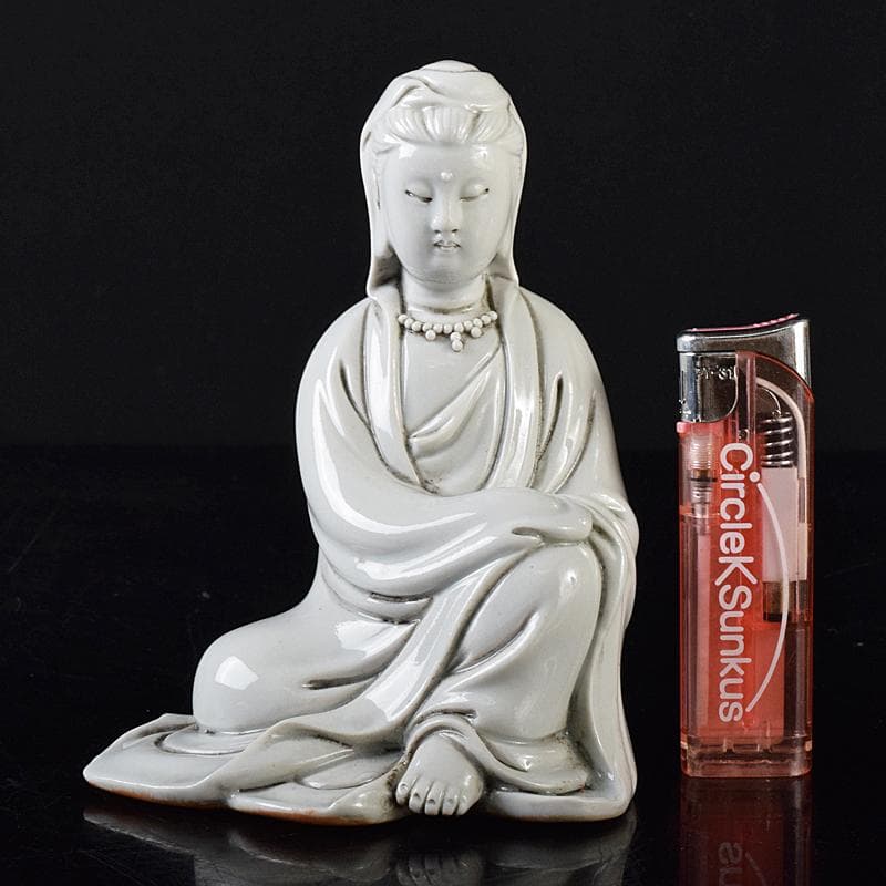 中国　徳化窯白磁　観音像　仏像　置物　V　R8485