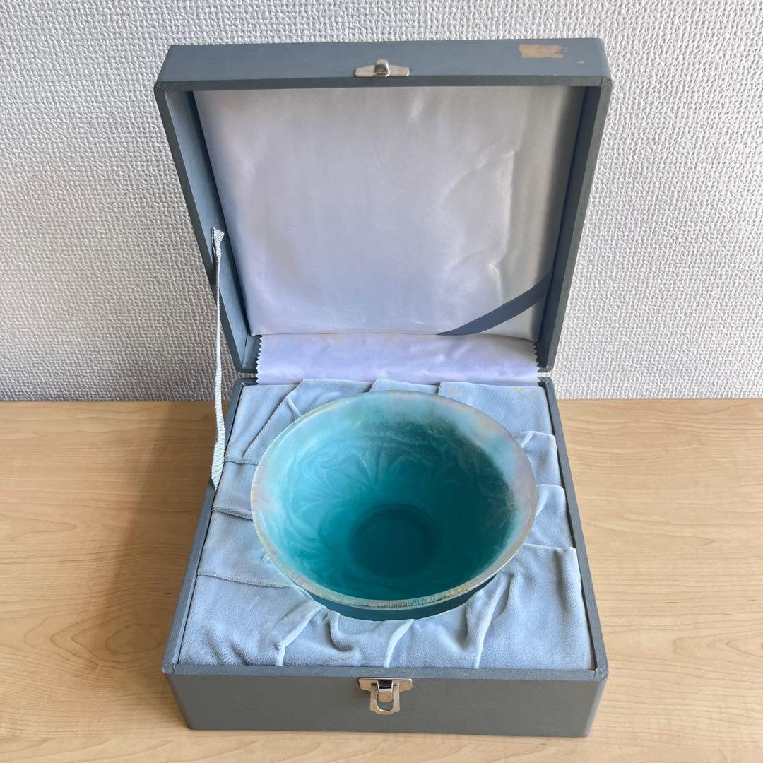 Daum France パートドヴェール ボウル 抹茶茶碗 グリーン系 未使用