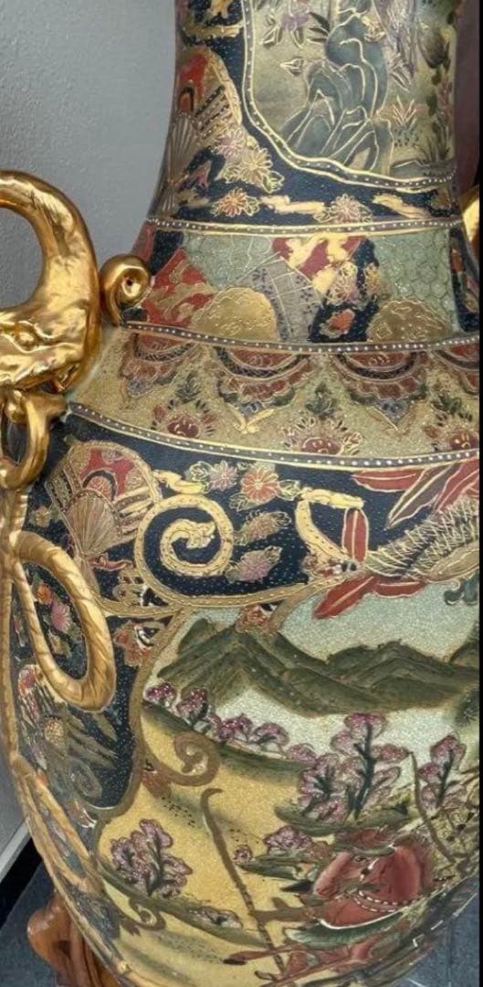 大きな薩摩焼の宮廷床花瓶 , 新年 セール‼️