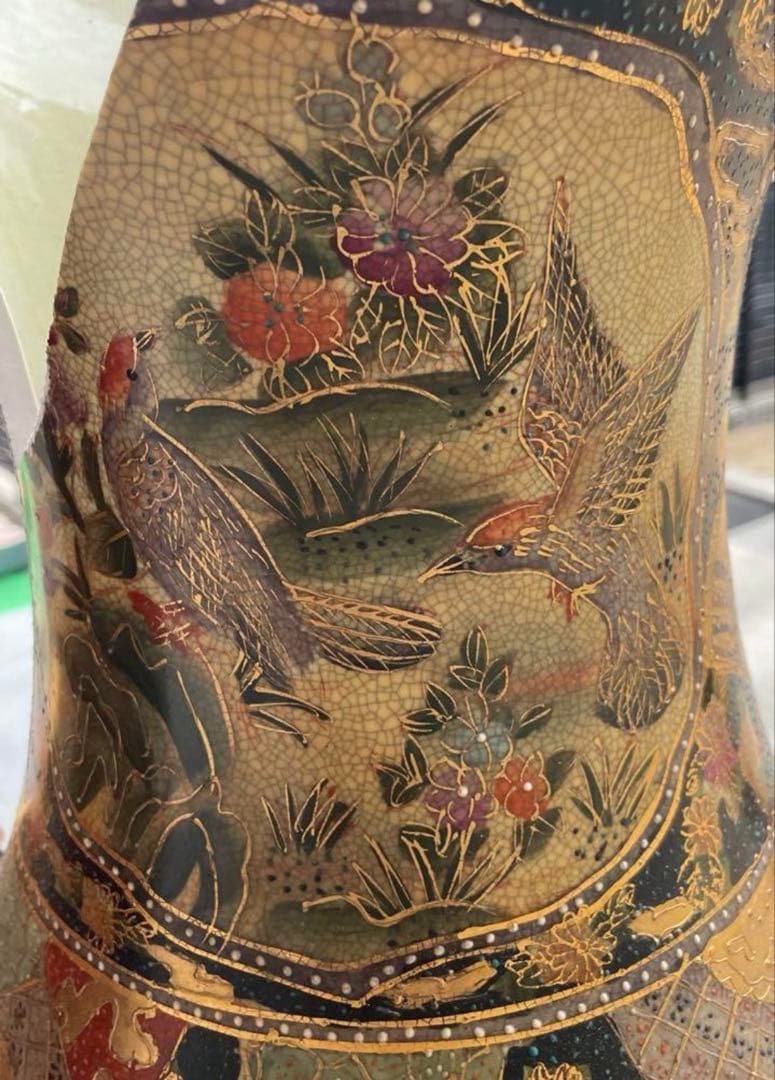 大きな薩摩焼の宮廷床花瓶 , 新年 セール‼️