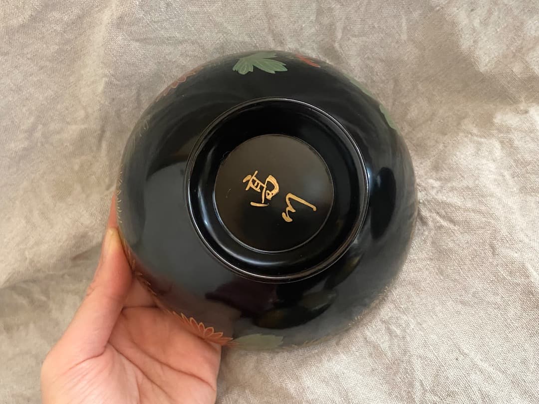 輪島塗 菊詰沈金花蒔絵 蓋付椀 2客 / 懐石椀・吸物椀・雑煮椀