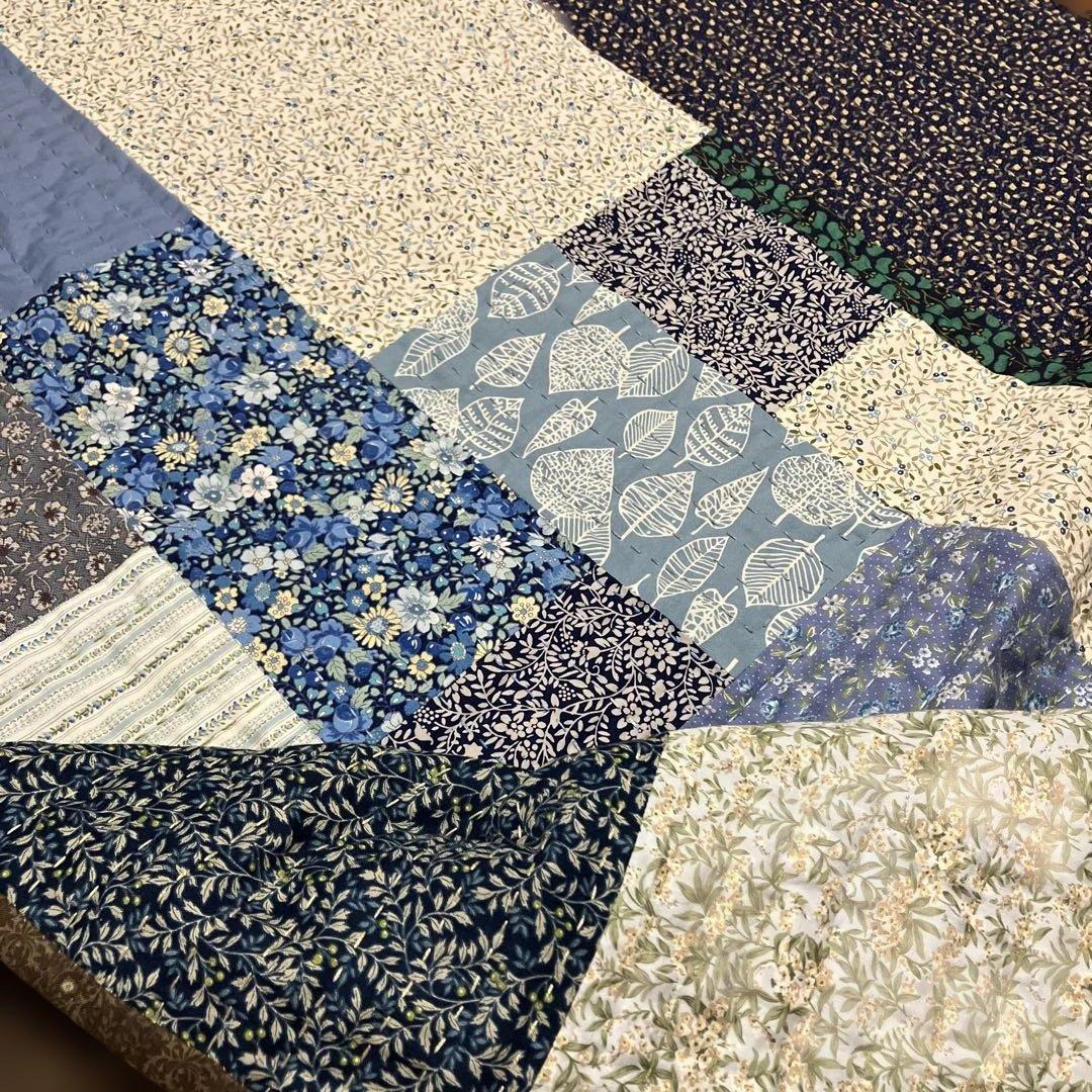 カンタキルト　刺子　ラリーキルト　約90d×100cmハンドメイド　パッチワーク