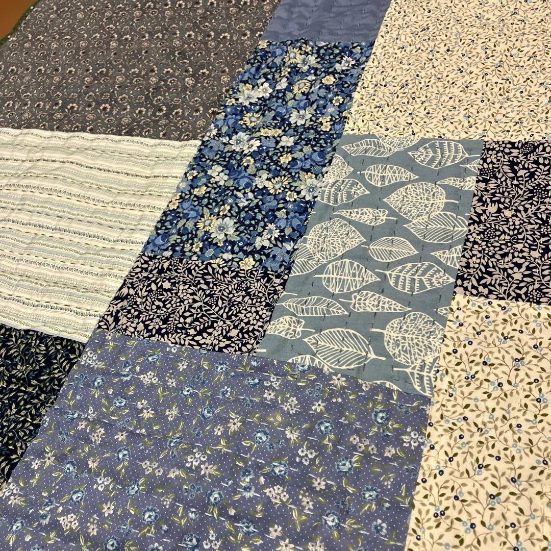 カンタキルト　刺子　ラリーキルト　約90d×100cmハンドメイド　パッチワーク